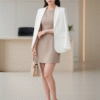 ELEGANT MINI DRESS WITH STRUCTURED FIT - AA07