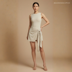 Elegant Knot Mini Dress – Polyamide Stretch - AM02