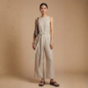 BELTED LINEN WIDE-LEG JUMPSUIT