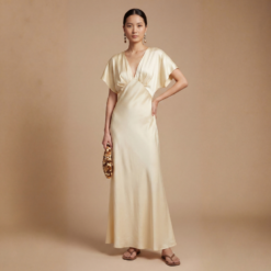 BATWING SATIN MAXI DRESS – BUTTER YELLOW