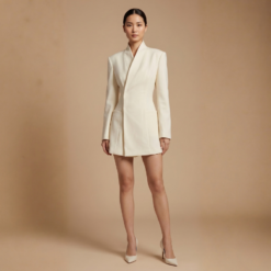 High-Neck Tailored Blazer Dress